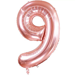 BALONA CIPARS “9”, ROSE GOLD,86CM