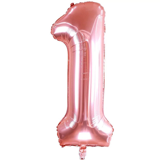 BALONA CIPARS “1”, ROSE GOLD,86CM
