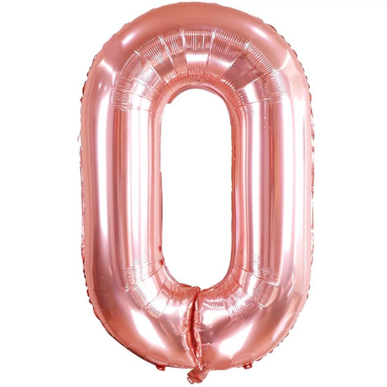 BALONA CIPARS “0”, ROSE GOLD,86CM