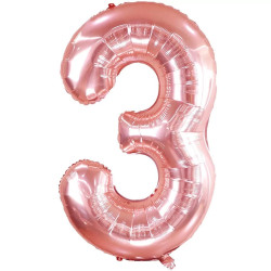 BALONA CIPARS “3”, ROSE GOLD,86CM